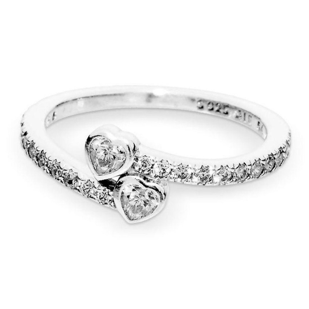 Pandora Two Sparkling Hearts Ring
